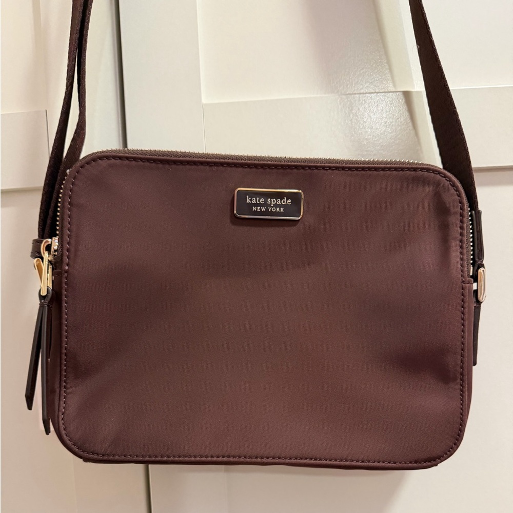 Kate Spade ♠️ Camera Bag, Chocolate Cherry, Dawn Spade Webbing NWT